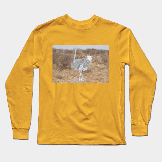 Nandu Ostrich Long Sleeve T-Shirt by Mila-Ola_Art